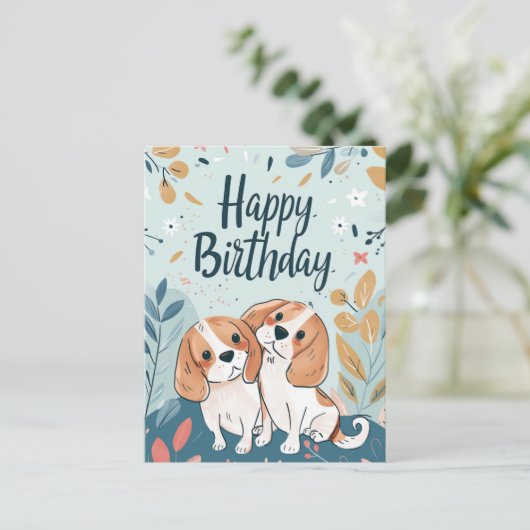 Schattigee Beagle Verjaardag Briefkaart (Staand voorkant)