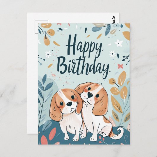 Schattigee Beagle Verjaardag Briefkaart (Voorkant / Achterkant)