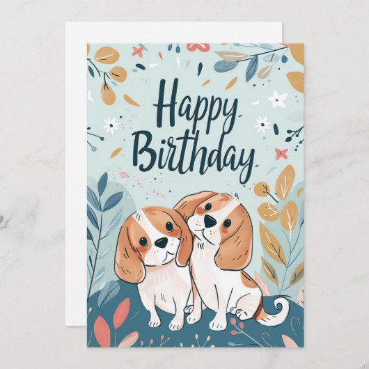 Schattigee Beagle Verjaardag Feestdagenkaart (Voorkant / Achterkant)