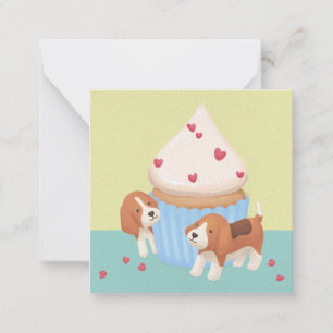 Schattigee Beagles & Cupcake Illustratie Notitiekaartje