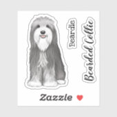Schattigee Bearded Collie Cartoon Dog Vinyl Sticke Sticker (Vel)