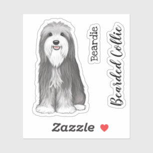 Schattigee Bearded Collie Cartoon Dog Vinyl Sticke Sticker