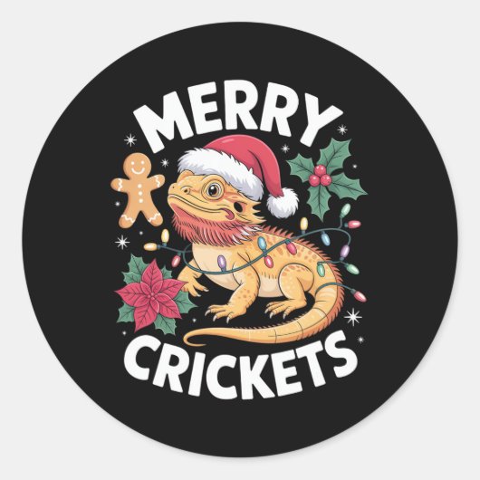 Schattigee Bearded Dragon Christmas Pun Ronde Sticker (Voorkant)