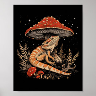 Schattigee Bearded Dragon Lizard Cottagecore Aesth Poster