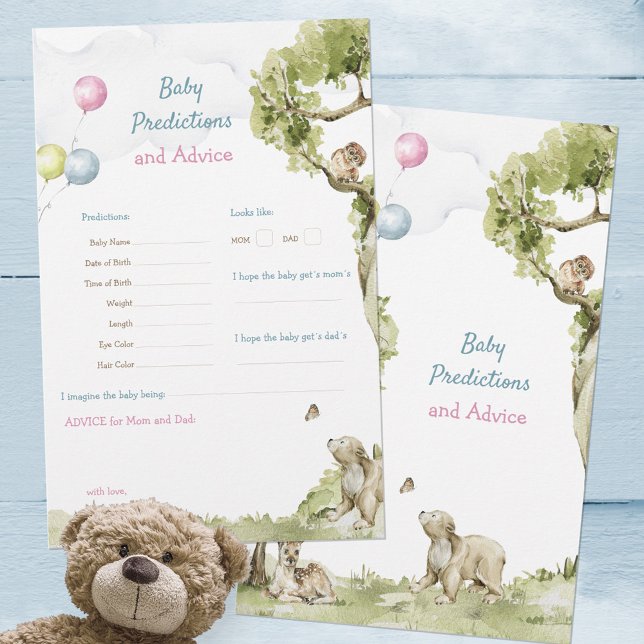 Schattigee Bearly Wait Baby shower voorspellingen  (Cute Bearly Wait Baby Shower Predictions Game ©Susanne Sachers - Sunny Mind Design 🌞)