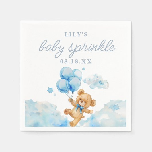 Schattigee Bearly Wait Blue Boy Baby shower Sprink Servet (Voorkant)