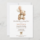 Schattigee Beary 1e Verjaardag Teddybeer Fotoballo Kaart (Voorkant)