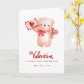 Schattigee Beary Happy Valentijnsdag Groet Kaart (Gele Bloem)
