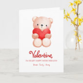 Schattigee Beary Happy Valentijnsdag Groet Kaart (Gele Bloem)