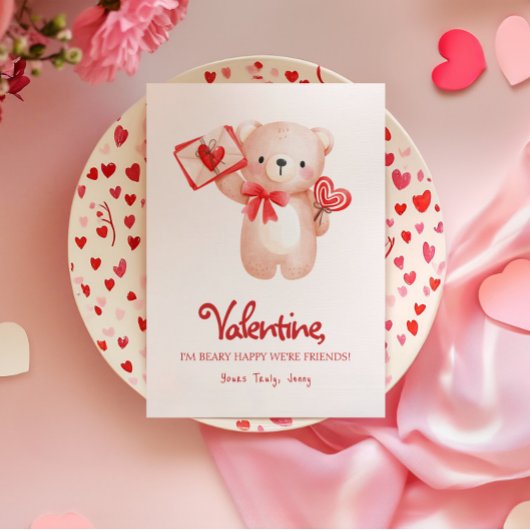 Schattigee Beary Happy Valentijnsdag Groet Kaart