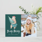 Schattigee Beary Merry Foto Feestdagenkaart (Staand voorkant)