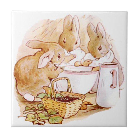 Schattigee Beatrix Potter, Bunnies, Aangepast Tegeltje (Voorkant)