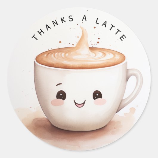 Schattigee Bedankt a Latte Ronde Sticker (Voorkant)