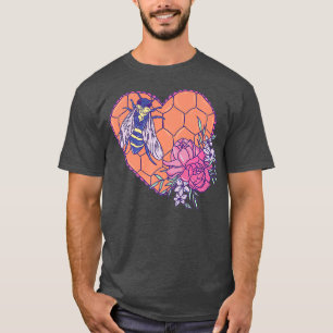Schattigee Bee Art - Insect met Honingraat Hart en T-shirt