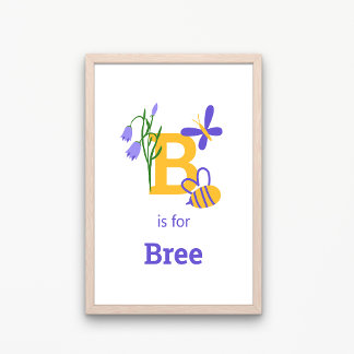 Schattigee Bee en Butterfly Custom Name Nursery Po Poster