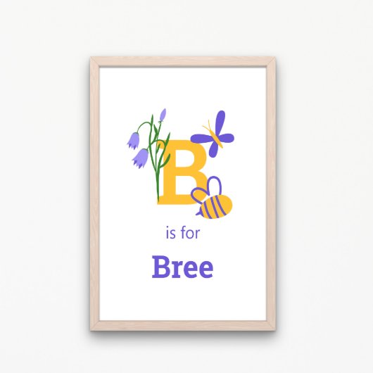 Schattigee Bee en Butterfly Custom Name Nursery Po Poster