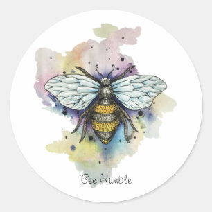 Schattigee Bee en Regenboog Wash Classic Ronde Sti Sticker