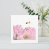 Schattigee Bee en Roze Bloemen Flat Dank u Kaart (Staand voorkant)