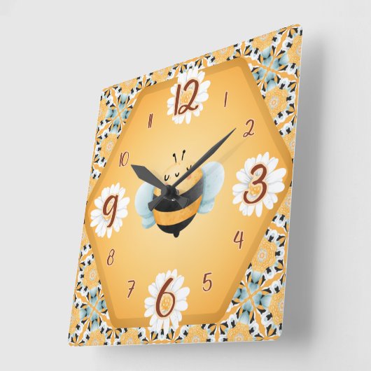 Schattigee Bee Fun Square klok (Hoek)