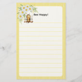Schattigee "Bee happy" gepersonaliseerd Briefpapier (Achterkant)