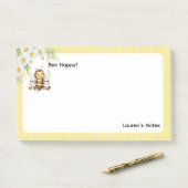 Schattigee "Bee happy" gepersonaliseerd Post-it® Notes (Op bureau)
