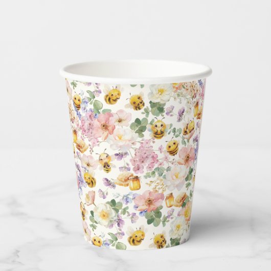 Schattigee Bee Paper Cups Papieren Bekers (Achterkant)