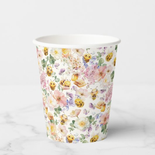 Schattigee Bee Paper Cups Papieren Bekers (Voorkant)