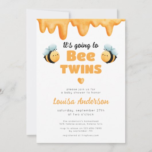Schattigee Bee Twins Baby shower Kaart (Voorkant)