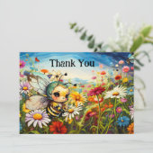 Schattigee Bee Wildflower Leraar Waardering Bedankkaart (Staand voorkant)