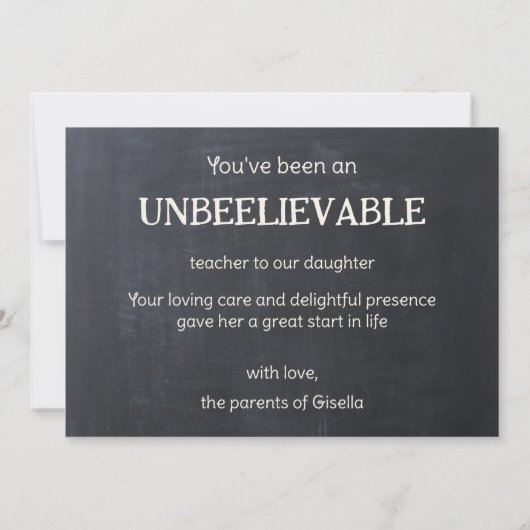 Schattigee Bee Wildflower Leraar Waardering Bedankkaart (Achterkant)