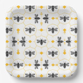Schattigee Bee Yellow Honeycomb Kids Verjaardagsfe Papieren Bordje (Voorkant)