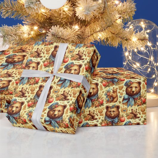 Schattigee  Beer Waterverf Cadeaupapier (Feestdagen)