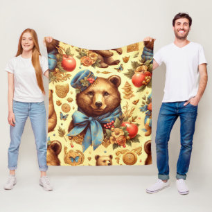 Schattigee  Beer Waterverf Fleece Deken