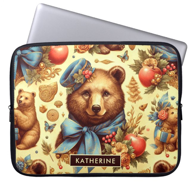 Schattigee  Beer Waterverf Laptop Sleeve (Voorkant)