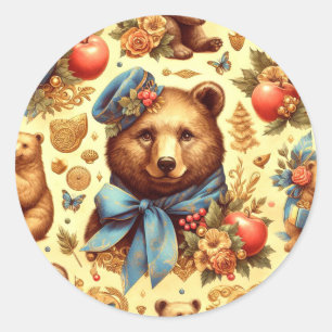 Schattigee Beer Waterverf Ronde Sticker