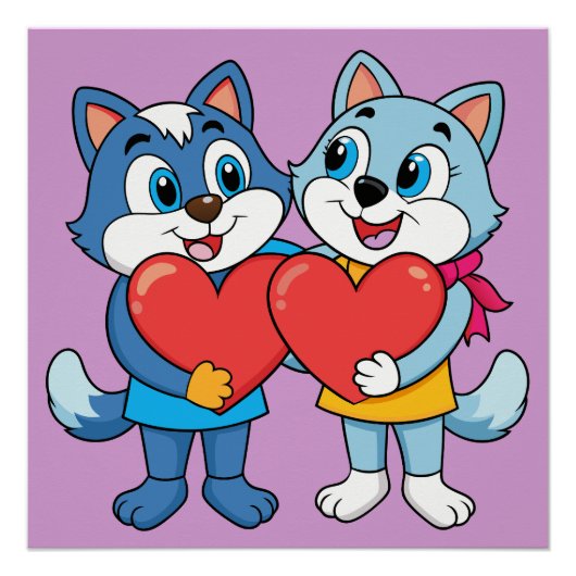 Schattigee beestkoppels perfect poster (Voorkant)