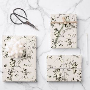Schattigee  Beige Cherub Angels Bloementoilet Inpakpapier Vel
