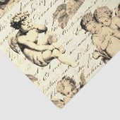 Schattigee Beige Cherub Angels Frans script Tissuepapier (Detail)