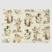 Schattigee Beige Cherub Angels Frans script Tissuepapier (Voorkant)