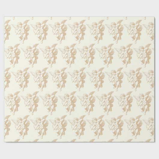 Schattigee  Beige Cupid Angel op Ivoor Cadeaupapier (Vlak)
