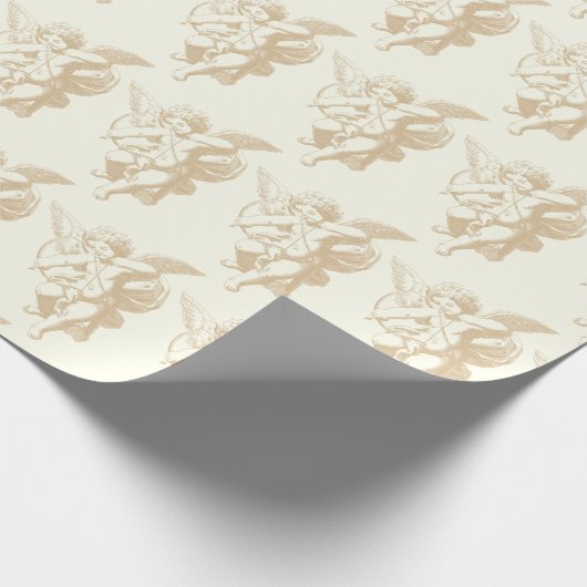 Schattigee  Beige Cupid Angel op Ivoor Cadeaupapier (Hoek)