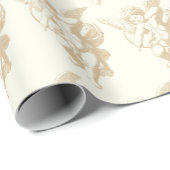 Schattigee  Beige Cupid Angel op Ivoor Cadeaupapier (Rol Hoek)