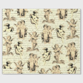 Schattigee  Beige Cupid Angels Frans script Cadeaupapier (Vlak)