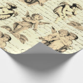 Schattigee  Beige Cupid Angels Frans script Cadeaupapier (Hoek)