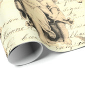 Schattigee  Beige Cupid Angels Frans script Cadeaupapier (Rol Hoek)