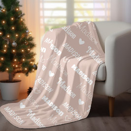 Schattigee beige herhalende naam gepersonaliseerde fleece deken