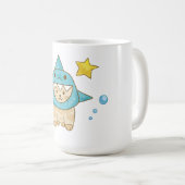 Schattigee beige kat in haaienkostuum, aqua zee th koffiemok (Voorkant rechts)