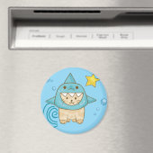 Schattigee beige kat in haaienkostuum aqua zee the magneet (Insitu (Vaatwasser))