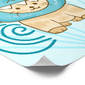 Schattigee beige kat in haaienkostuum aqua zee the poster (Hoek)