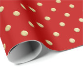 Schattigee Beige Polka Dots Patroon op Rode Achter Cadeaupapier (Rol Hoek)
